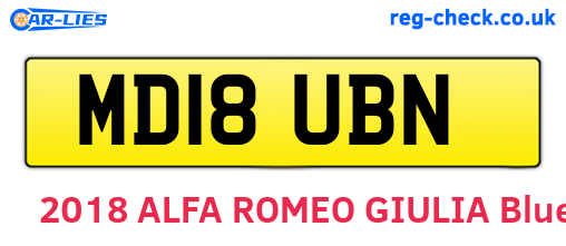 MD18UBN are the vehicle registration plates.
