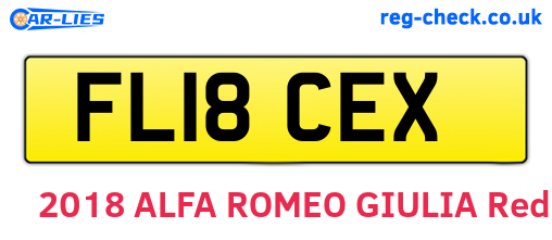 FL18CEX are the vehicle registration plates.