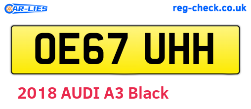 OE67UHH are the vehicle registration plates.