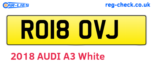 RO18OVJ are the vehicle registration plates.