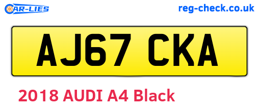 AJ67CKA are the vehicle registration plates.