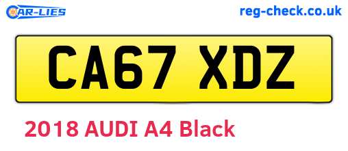 CA67XDZ are the vehicle registration plates.