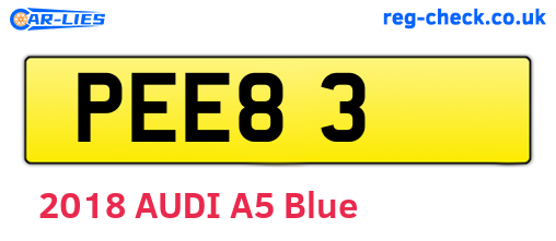 PEE83 are the vehicle registration plates.