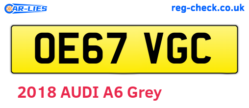 OE67VGC are the vehicle registration plates.