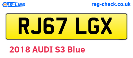 RJ67LGX are the vehicle registration plates.