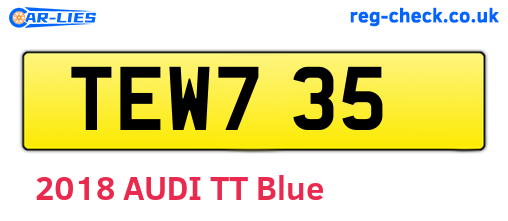 TEW735 are the vehicle registration plates.