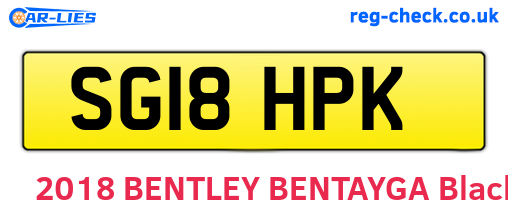 SG18HPK are the vehicle registration plates.