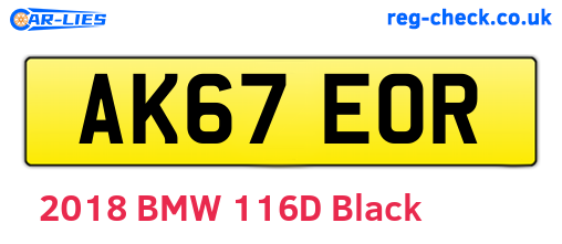 AK67EOR are the vehicle registration plates.