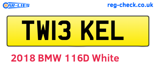 TW13KEL are the vehicle registration plates.
