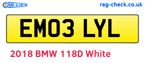 EM03LYL are the vehicle registration plates.