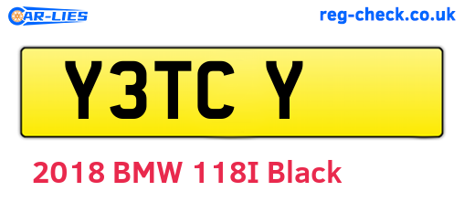 Y3TCY are the vehicle registration plates.