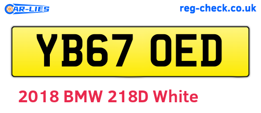 YB67OED are the vehicle registration plates.