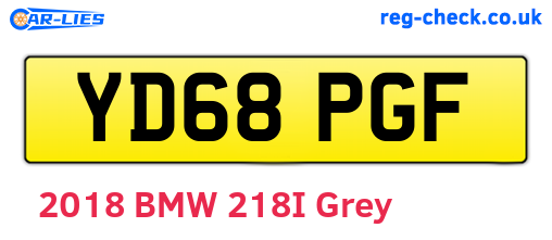 YD68PGF are the vehicle registration plates.