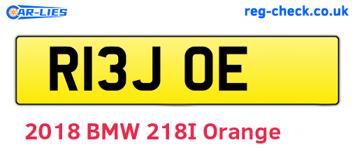 R13JOE are the vehicle registration plates.