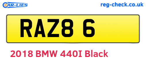 RAZ86 are the vehicle registration plates.