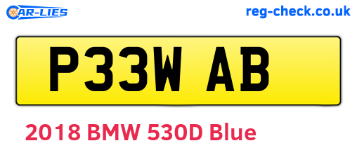 P33WAB are the vehicle registration plates.