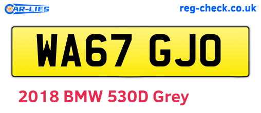 WA67GJO are the vehicle registration plates.