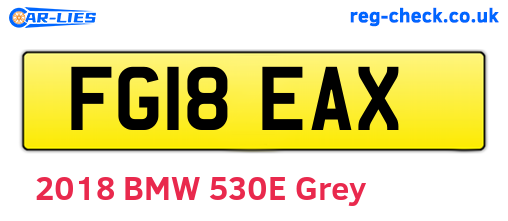 FG18EAX are the vehicle registration plates.