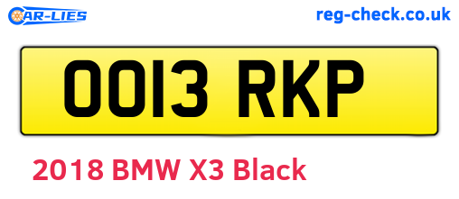 OO13RKP are the vehicle registration plates.