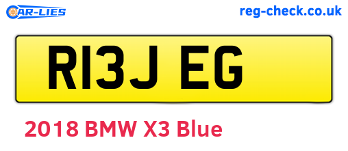 R13JEG are the vehicle registration plates.