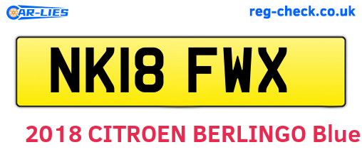 NK18FWX are the vehicle registration plates.