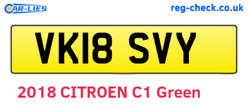 VK18SVY are the vehicle registration plates.