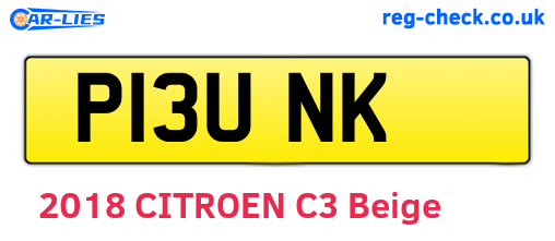 P13UNK are the vehicle registration plates.