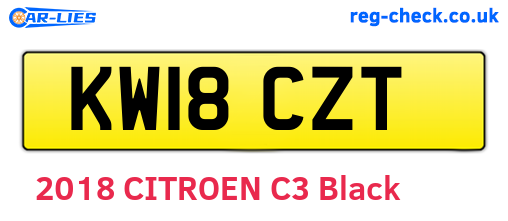 KW18CZT are the vehicle registration plates.