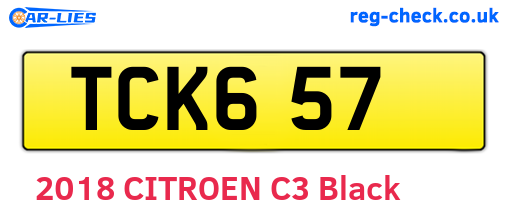 TCK657 are the vehicle registration plates.