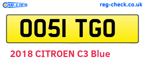 OO51TGO are the vehicle registration plates.