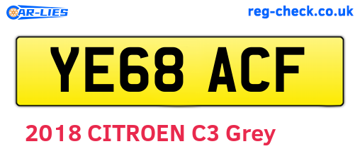 YE68ACF are the vehicle registration plates.