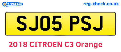 SJ05PSJ are the vehicle registration plates.