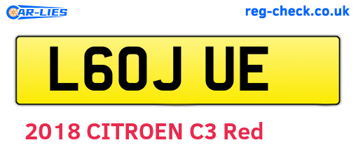L60JUE are the vehicle registration plates.