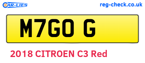 M7GOG are the vehicle registration plates.