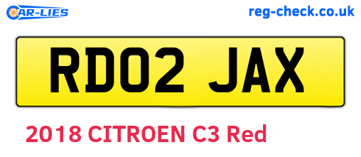 RD02JAX are the vehicle registration plates.