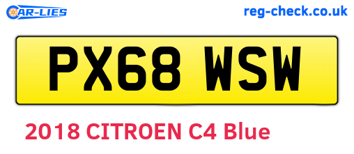 PX68WSW are the vehicle registration plates.