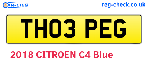 TH03PEG are the vehicle registration plates.