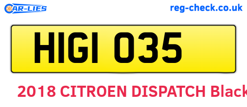 HIG1035 are the vehicle registration plates.