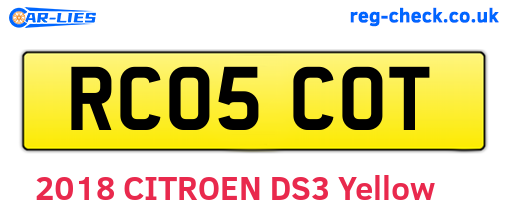 RC05COT are the vehicle registration plates.