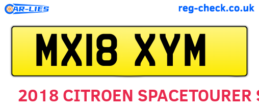 MX18XYM are the vehicle registration plates.