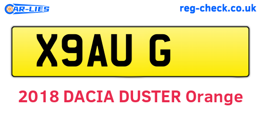 X9AUG are the vehicle registration plates.