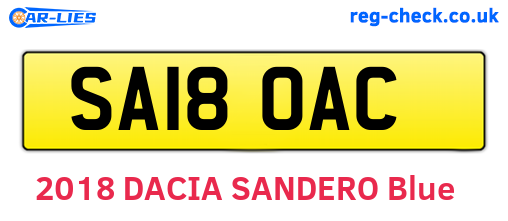 SA18OAC are the vehicle registration plates.