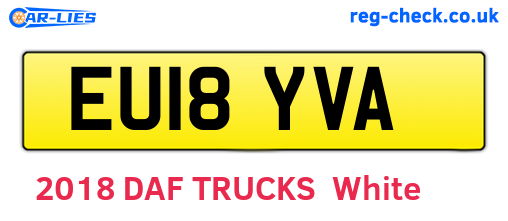 EU18YVA are the vehicle registration plates.