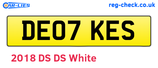 DE07KES are the vehicle registration plates.
