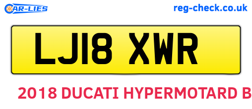 LJ18XWR are the vehicle registration plates.
