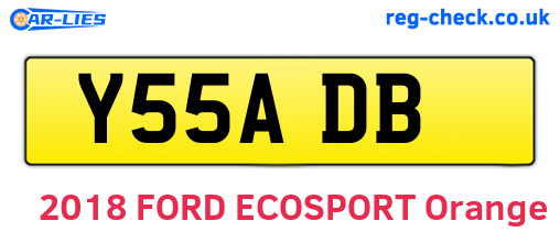 Y55ADB are the vehicle registration plates.