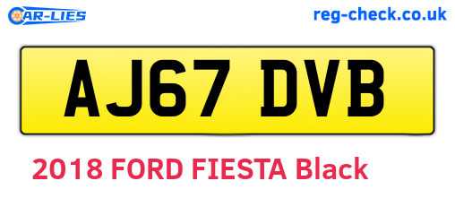 AJ67DVB are the vehicle registration plates.