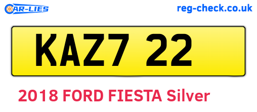 KAZ722 are the vehicle registration plates.