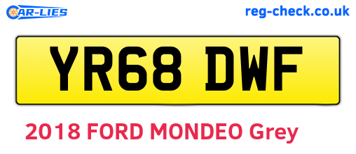 YR68DWF are the vehicle registration plates.