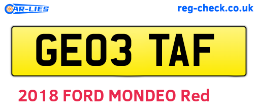 GE03TAF are the vehicle registration plates.